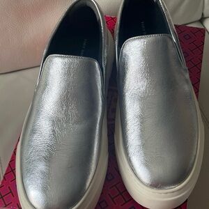 Tory Burch Silver Loafers Slip-Ons